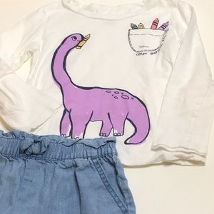 CARTERS & OSHKOSH TODDLER GIRL SIZE 3T DEMIN SHORTS CARTERS LONG SLEEVED TOP